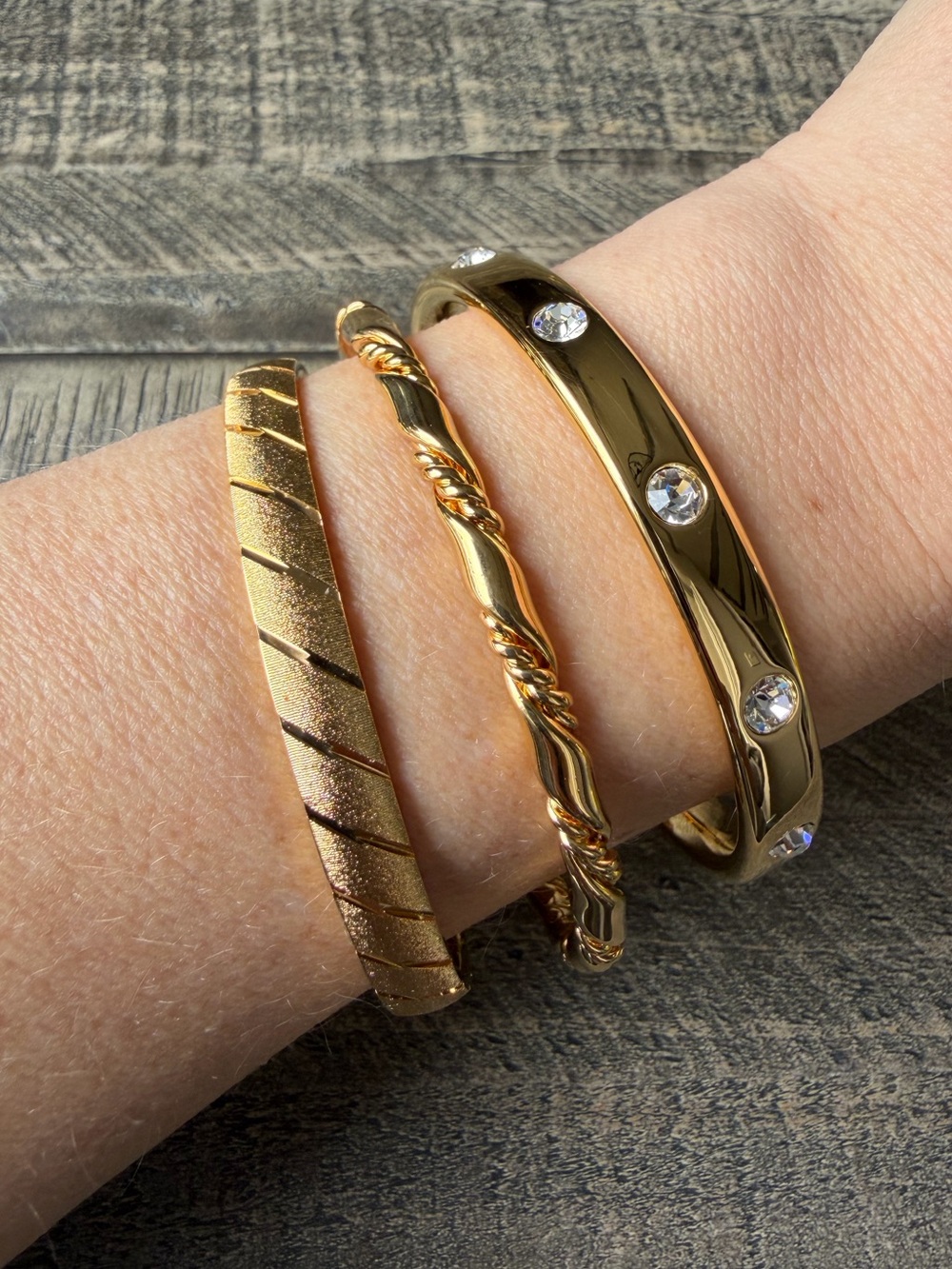 Vintage Monet Gold Tone Bangle Bracelet Set